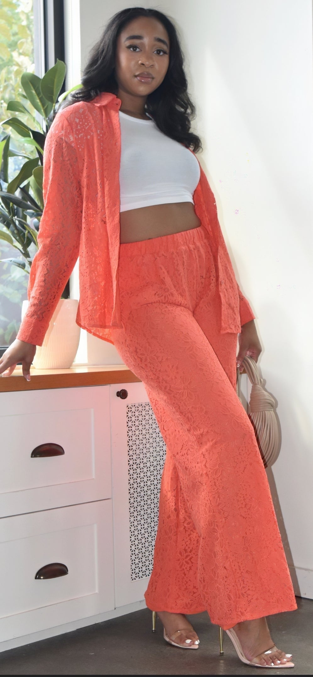 ZANDAYA TWO PIECE LACE PANT SET