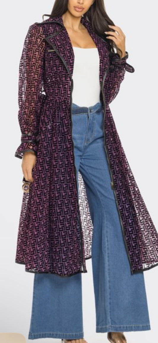 JACQUARD MESH MIDI JACKET